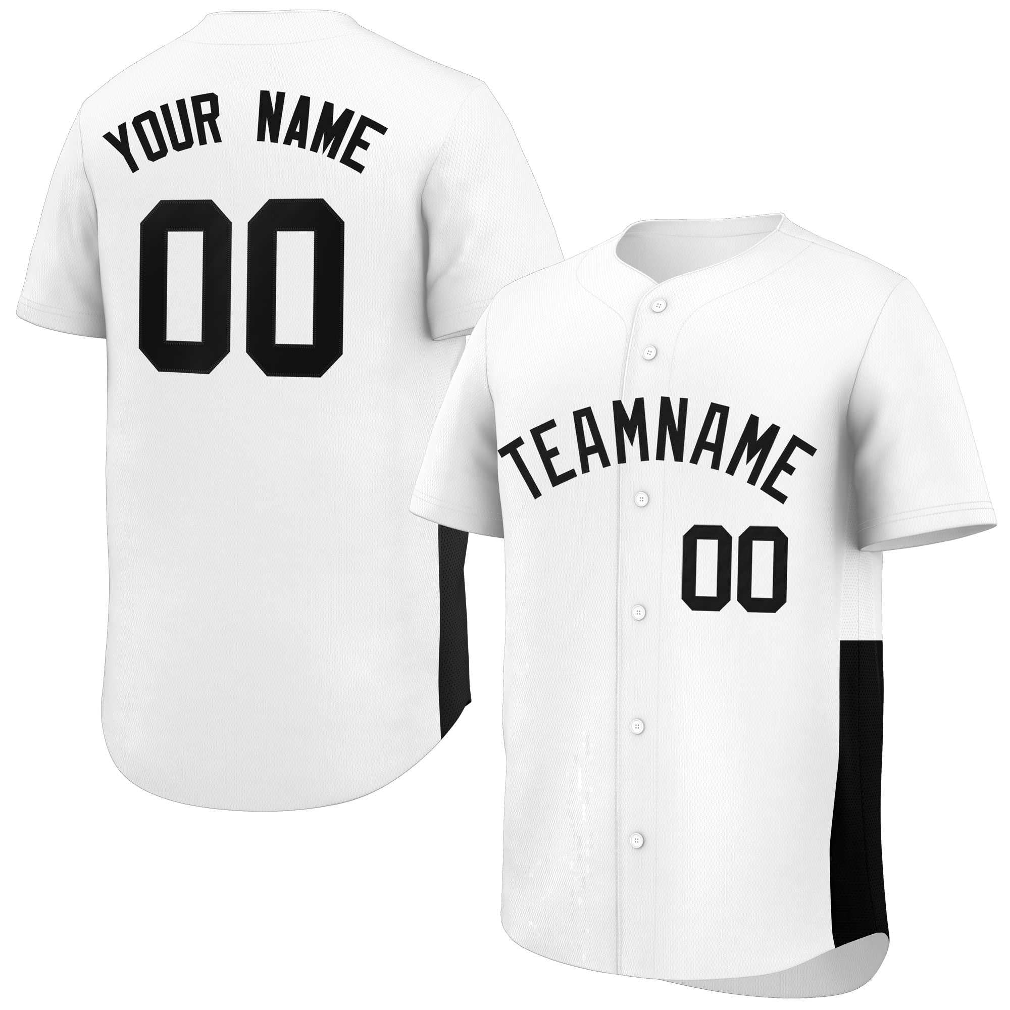 Custom White Black Personalized Side Two-Tone Design Authentic Baseball Jersey