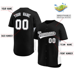 Custom Black White-Gray Personalized Side Two-Tone Design Authentic Baseball Jersey