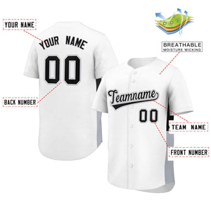 Custom White Black-Gray Personalized Side Two-Tone Design Authentic Baseball Jersey