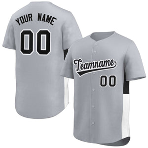 Custom Gray Black-White Personalized Side Two-Tone Design Authentic Baseball Jersey