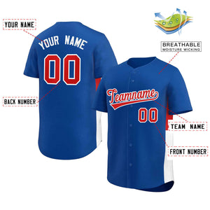 Custom Royal Red-White Personalized Side Two-Tone Design Authentic Baseball Jersey