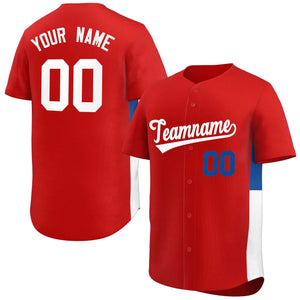 Custom Red White-Royal Personalized Side Two-Tone Design Authentic Baseball Jersey