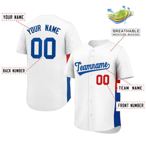 Custom White Royal-Red Personalized Side Two-Tone Design Authentic Baseball Jersey