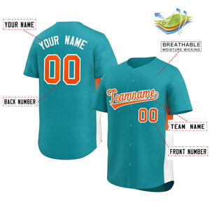 Custom Aqua Orange-White Personalized Side Two-Tone Design Authentic Baseball Jersey