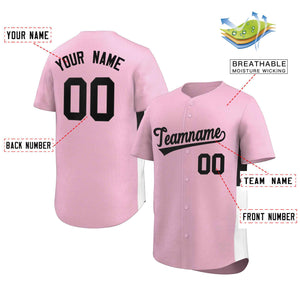 Custom Light Pink Black-White Personalized Side Two-Tone Design Authentic Baseball Jersey