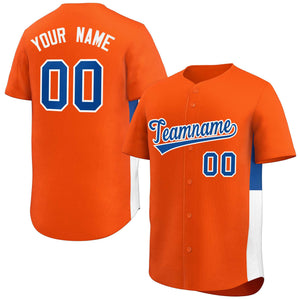 Custom Orange Royal-White Personalized Side Two-Tone Design Authentic Baseball Jersey