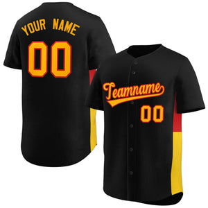 Custom Black Yellow-Red Personalized Side Two-Tone Design Authentic Baseball Jersey