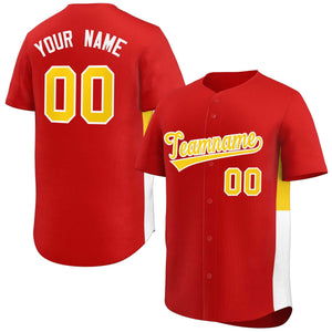 Custom Red Yellow-White Personalized Side Two-Tone Design Authentic Baseball Jersey