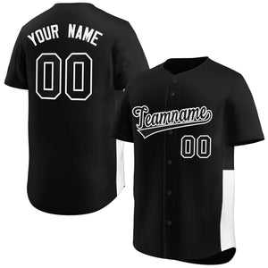 Custom Black White Personalized Side Two-Tone Design Authentic Baseball Jersey