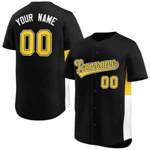 Custom Black Yellow-White Personalized Side Two-Tone Design Authentic Baseball Jersey