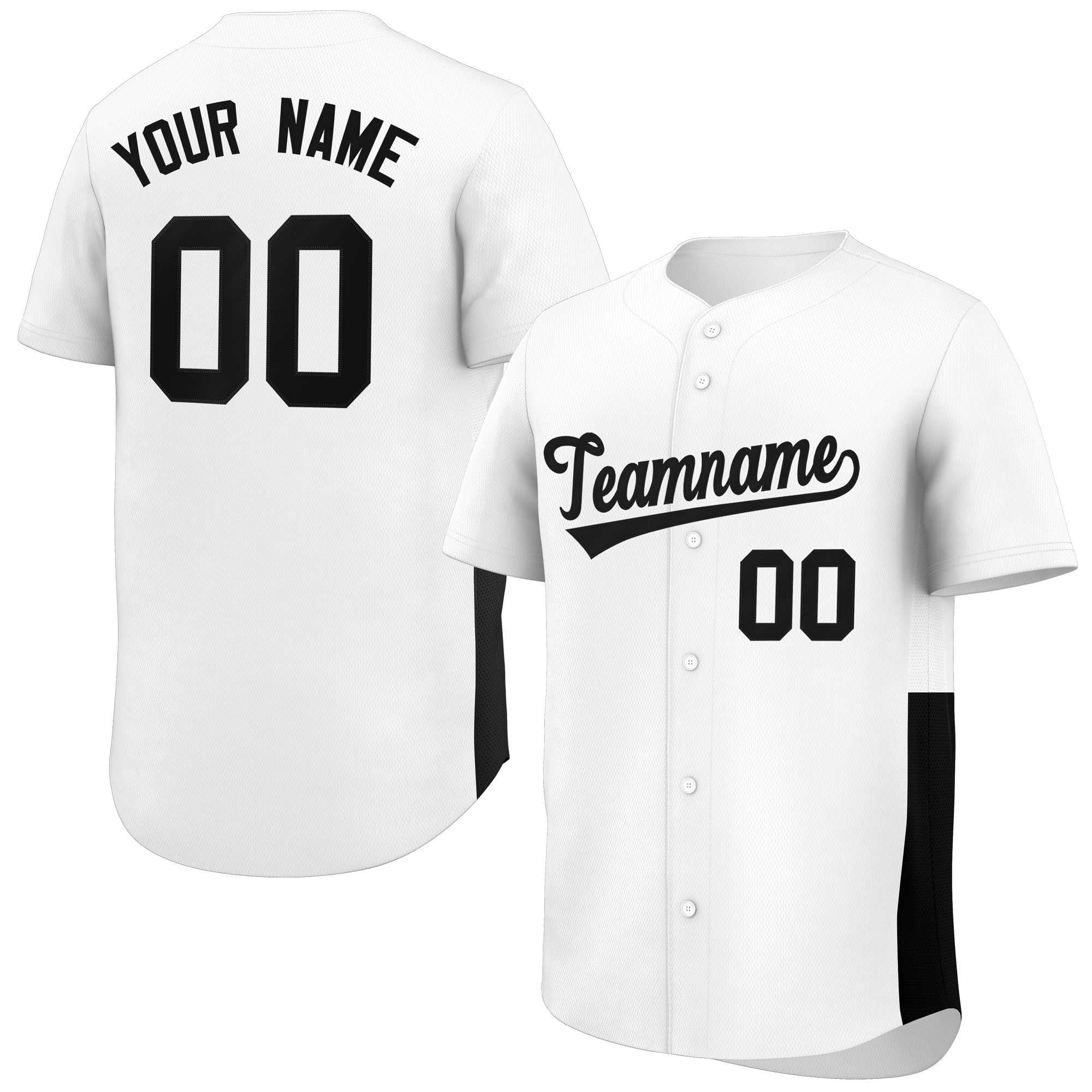 Custom White Black Personalized Side Two-Tone Design Authentic Baseball Jersey