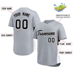 Custom Gray Black-White Personalized Side Two-Tone Design Authentic Baseball Jersey