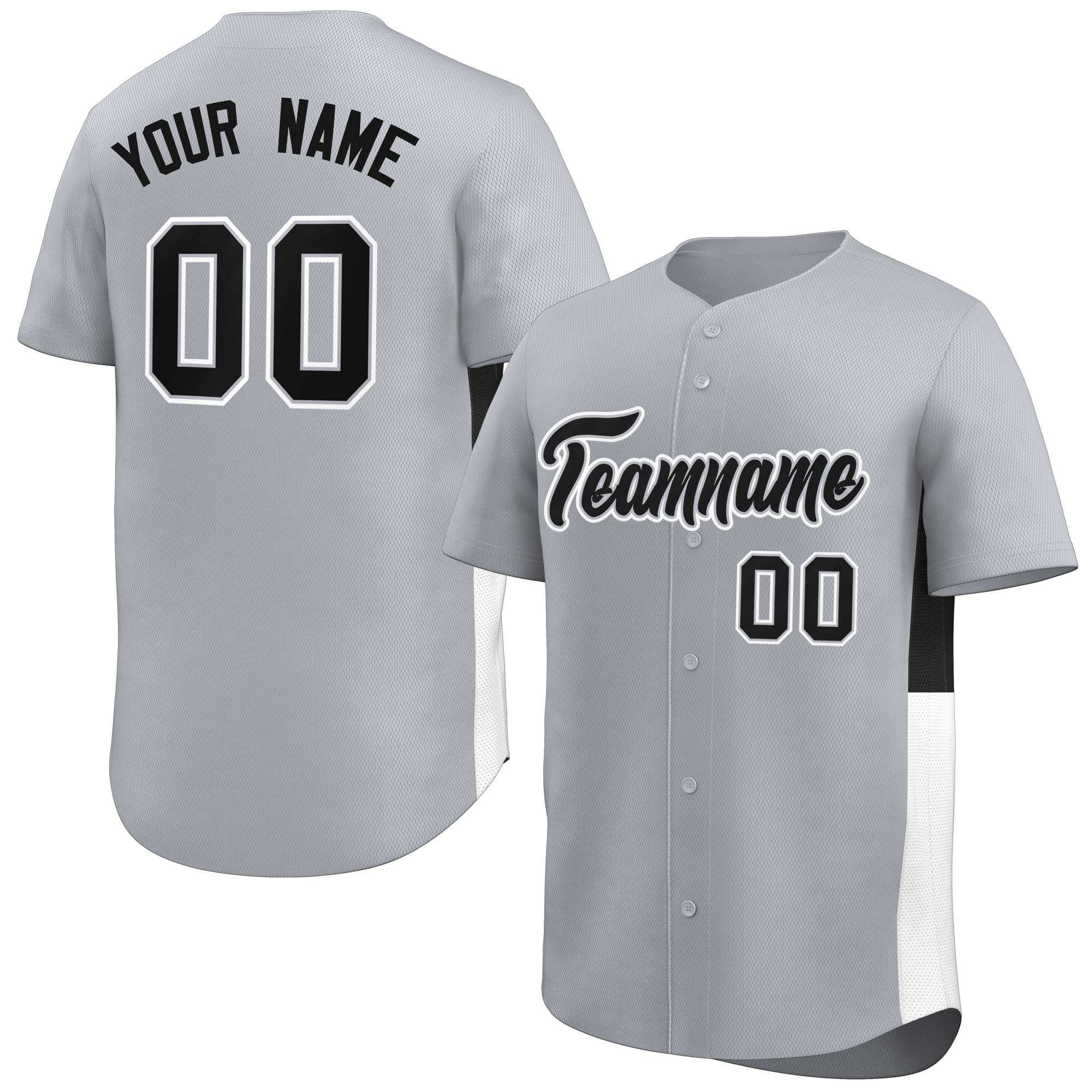 Custom Gray Black-White Personalized Side Two-Tone Design Authentic Baseball Jersey