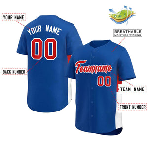 Custom Royal Red-White Personalized Side Two-Tone Design Authentic Baseball Jersey