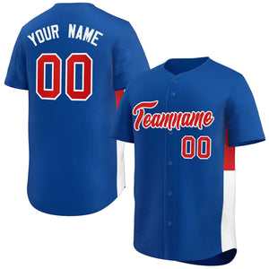 Custom Royal Red-White Personalized Side Two-Tone Design Authentic Baseball Jersey