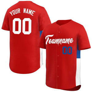 Custom Red White-Royal Personalized Side Two-Tone Design Authentic Baseball Jersey