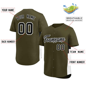 Custom Olive Black-White Personalized Side Two-Tone Design Authentic Baseball Jersey