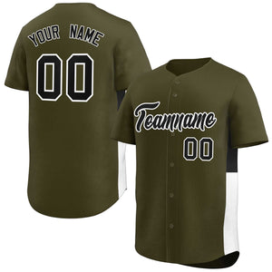 Custom Olive Black-White Personalized Side Two-Tone Design Authentic Baseball Jersey