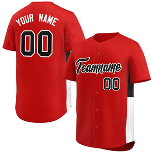 Custom Red Black-White Personalized Side Two-Tone Design Authentic Baseball Jersey