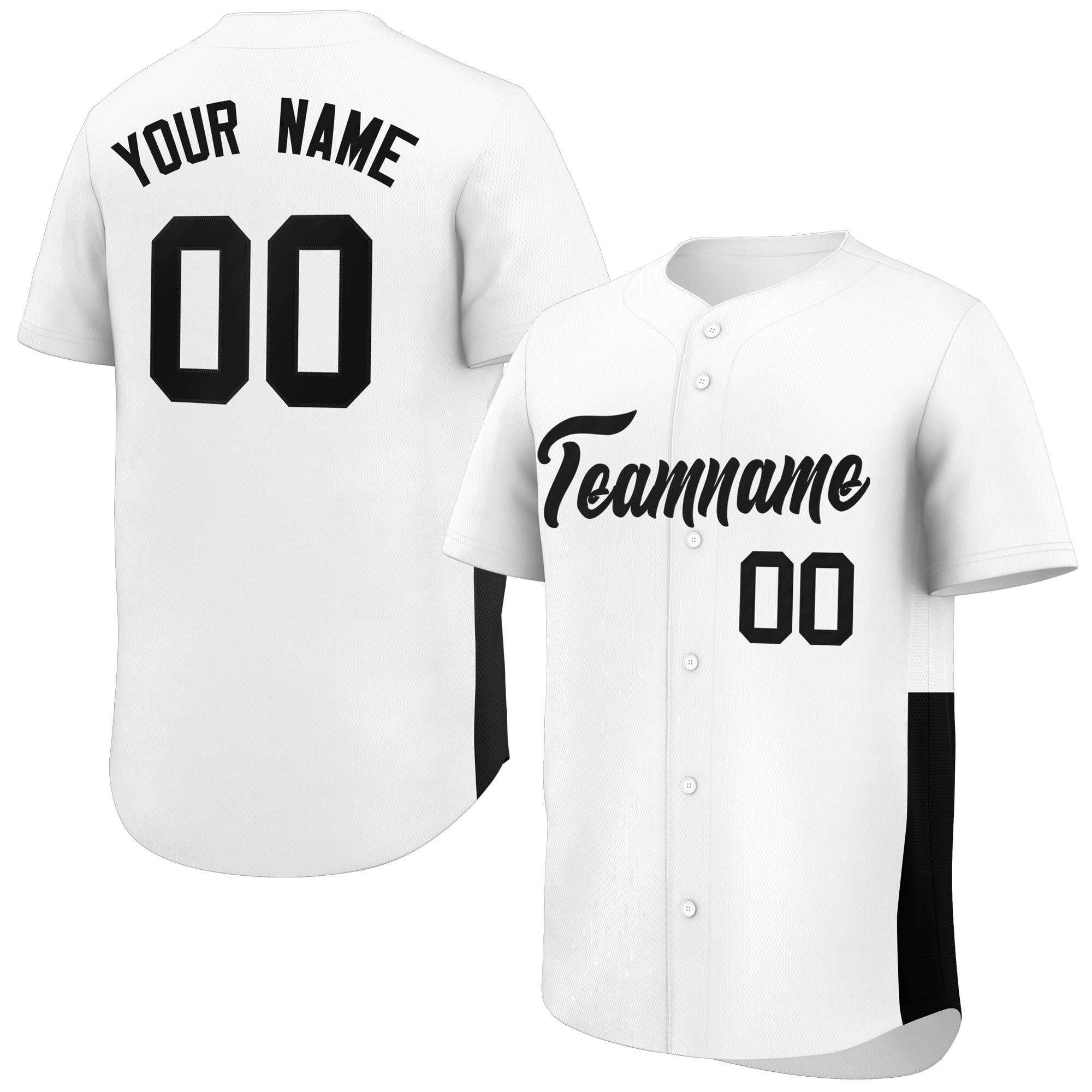 Custom White Black Personalized Side Two-Tone Design Authentic Baseball Jersey