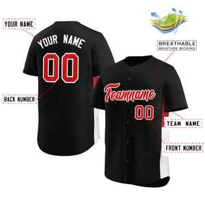 Custom Black Red-White Personalized Side Two-Tone Design Authentic Baseball Jersey