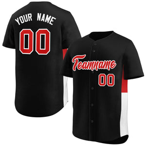 Custom Black Red-White Personalized Side Two-Tone Design Authentic Baseball Jersey