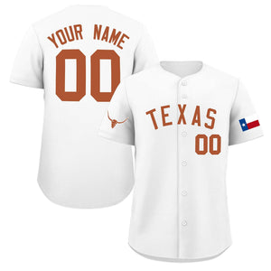 Custom White Orange Texas Flag Classic Style Authentic Baseball Jersey