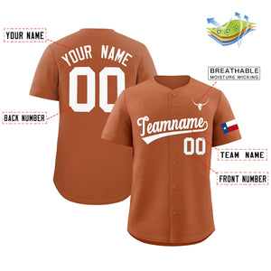 Custom Orange White Texas Flag Classic Style Authentic Baseball Jersey