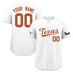 Custom White Orange Texas Flag Classic Style Authentic Baseball Jersey