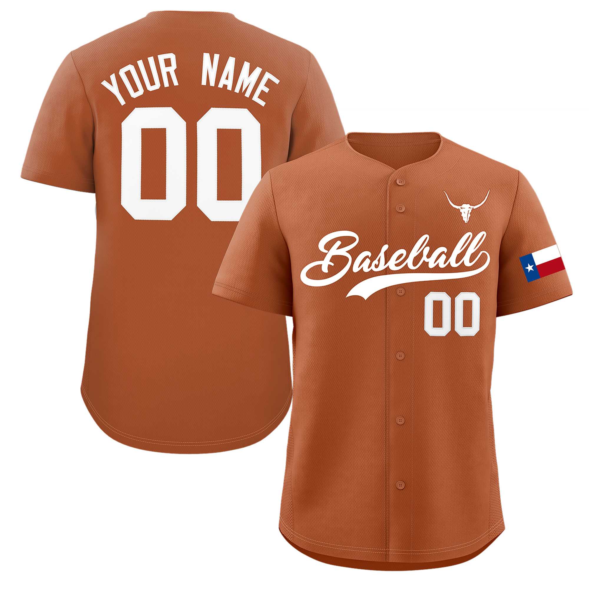 Custom Orange White Texas Flag Classic Style Authentic Baseball Jersey