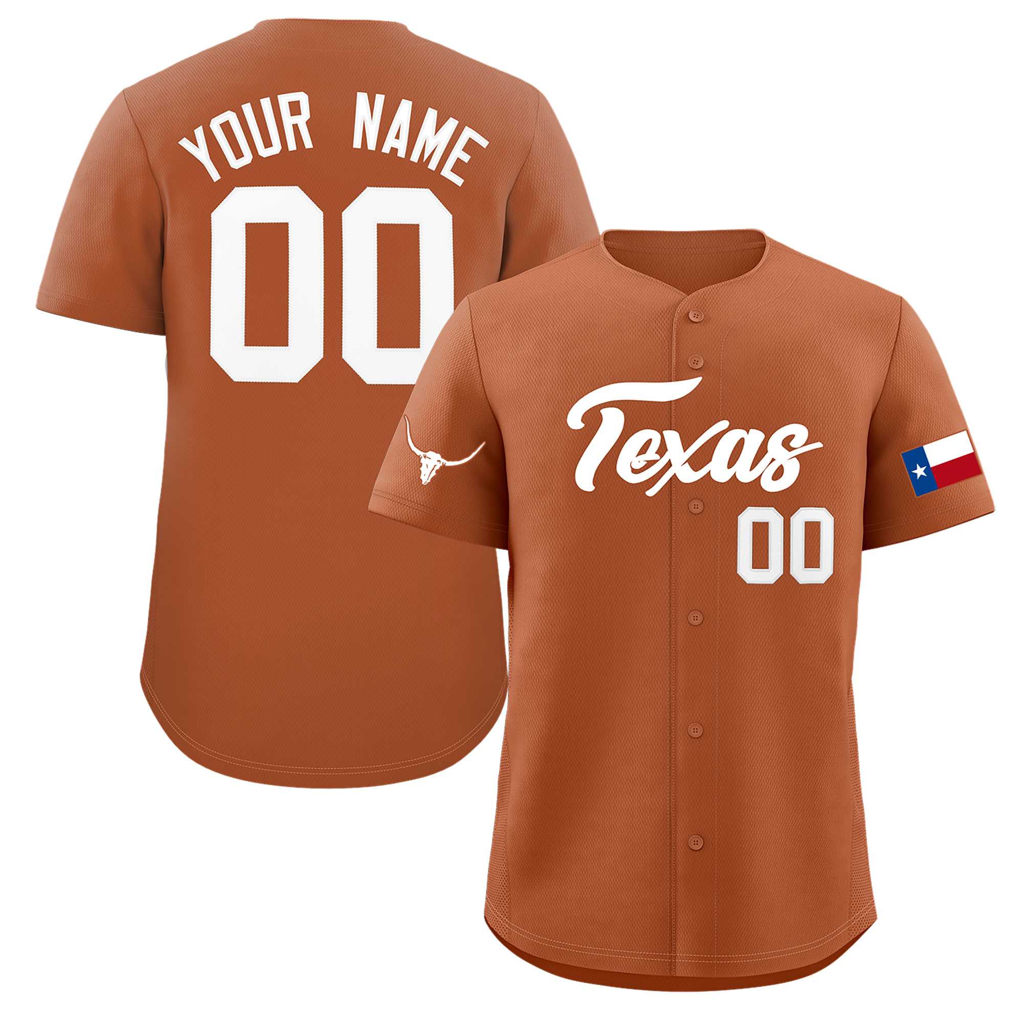 Custom Orange White Texas Flag Classic Style Authentic Baseball Jersey