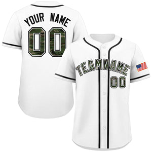 Custom White Personalized Camo Font Authentic Baseball Jersey