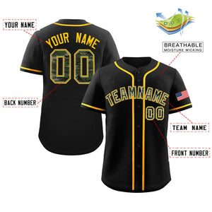 Custom Black Personalized Camo Font Authentic Baseball Jersey