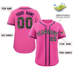 Custom Pink Personalized Camo Font Authentic Baseball Jersey