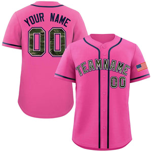 Custom Pink Personalized Camo Font Authentic Baseball Jersey