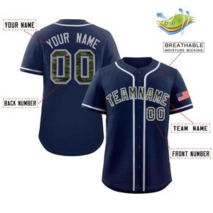 Custom Navy Personalized Camo Font Authentic Baseball Jersey