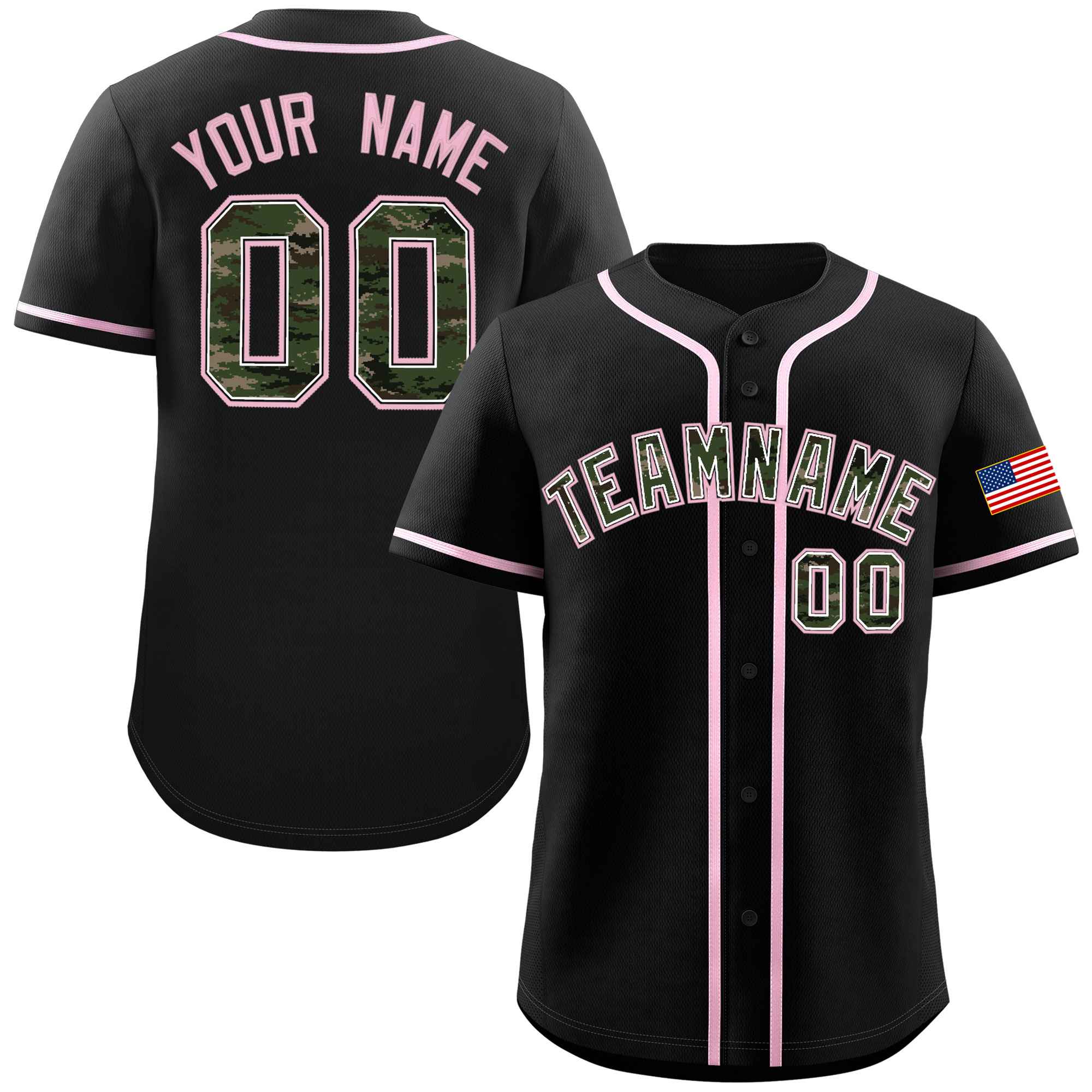 Custom Black Personalized Camo Font Authentic Baseball Jersey