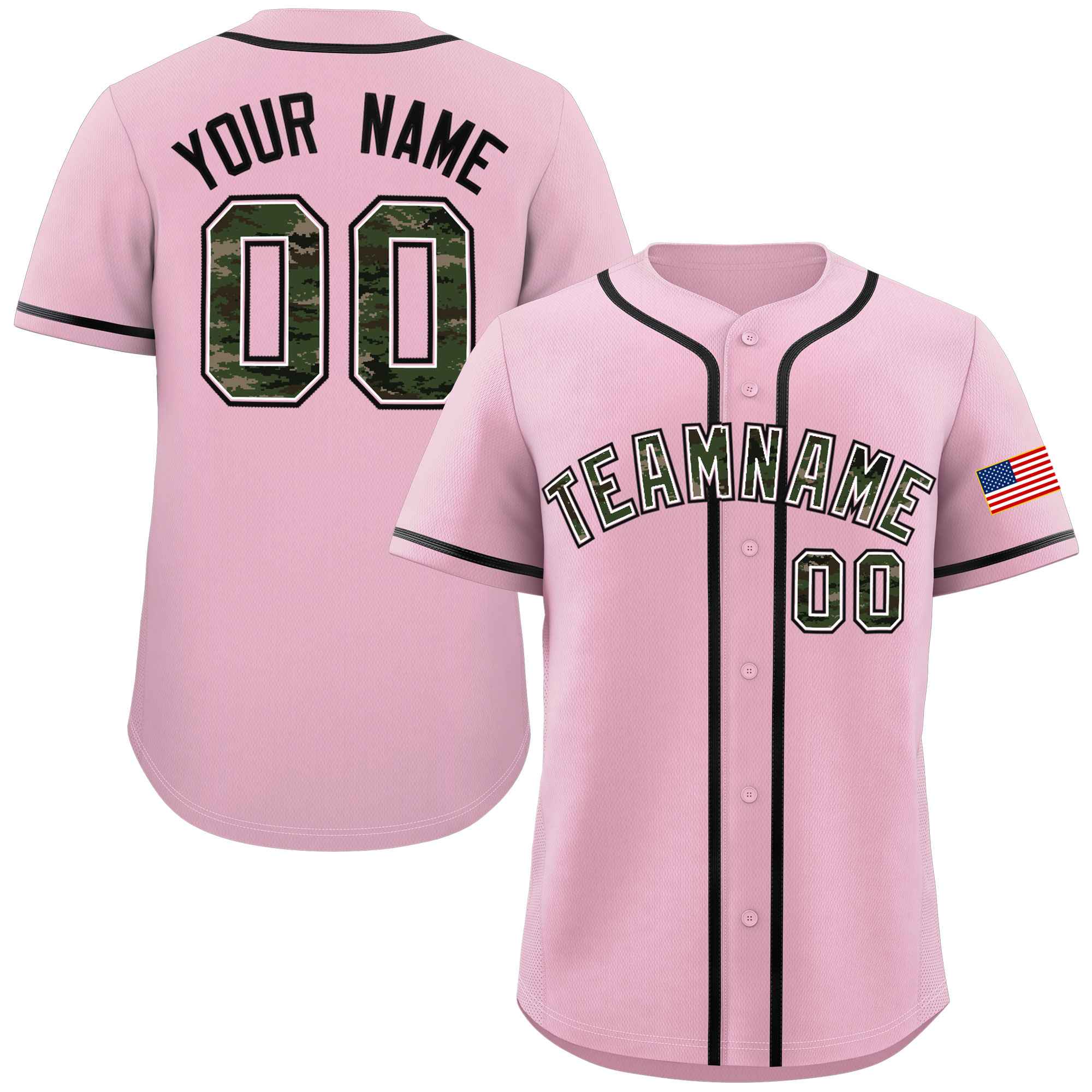 Custom Pink Personalized Camo Font Authentic Baseball Jersey