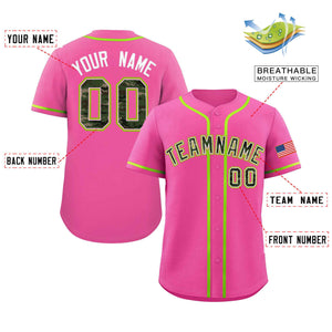 Custom Pink Personalized Camo Font Authentic Baseball Jersey