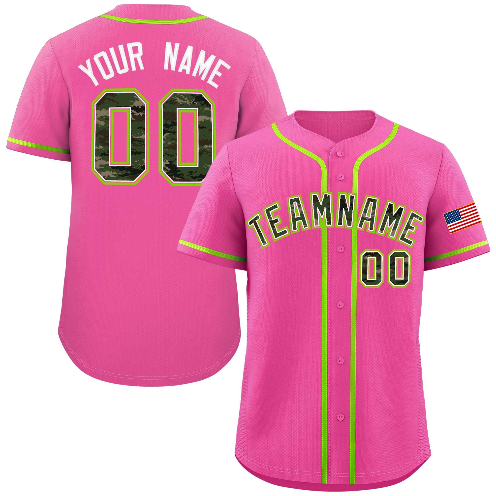 Custom Pink Personalized Camo Font Authentic Baseball Jersey