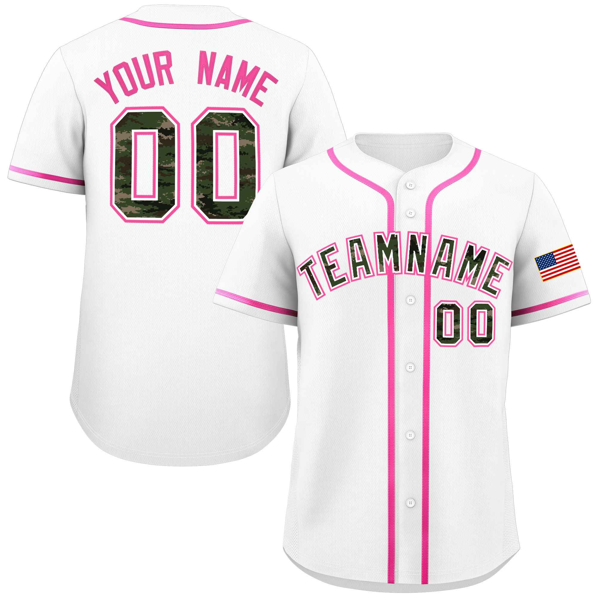 Custom White Personalized Camo Font Authentic Baseball Jersey