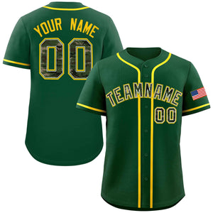 Custom Green Personalized Camo Font Authentic Baseball Jersey