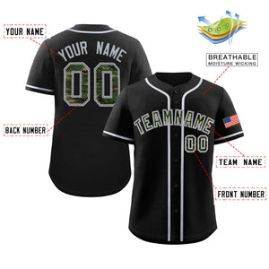 Custom Black Personalized Camo Font Authentic Baseball Jersey