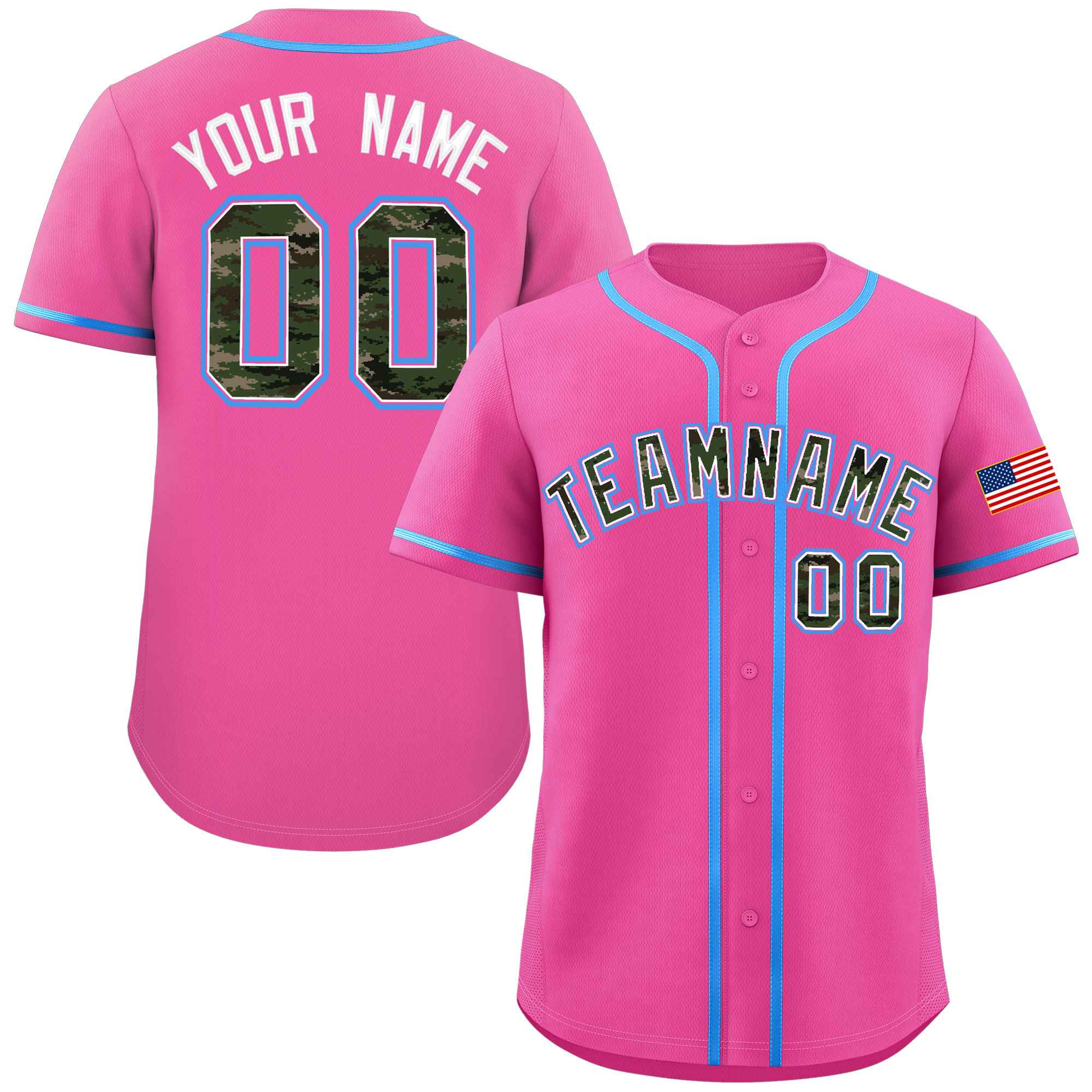 Custom Pink Personalized Camo Font Authentic Baseball Jersey