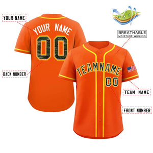 Custom Orange Personalized Camo Font Authentic Baseball Jersey