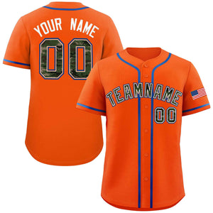 Custom Orange Personalized Camo Font Authentic Baseball Jersey