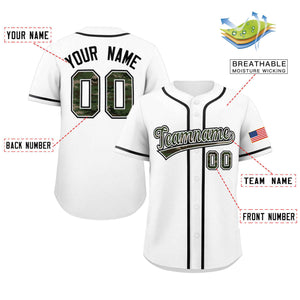 Custom White Personalized Camo Font Authentic Baseball Jersey