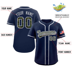 Custom Navy Personalized Camo Font Authentic Baseball Jersey
