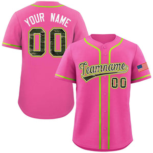 Custom Pink Personalized Camo Font Authentic Baseball Jersey