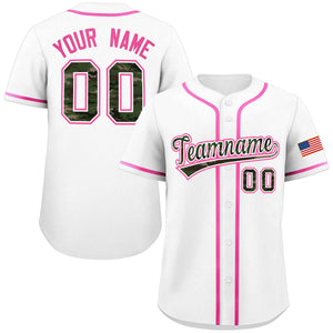 Custom White Personalized Camo Font Authentic Baseball Jersey